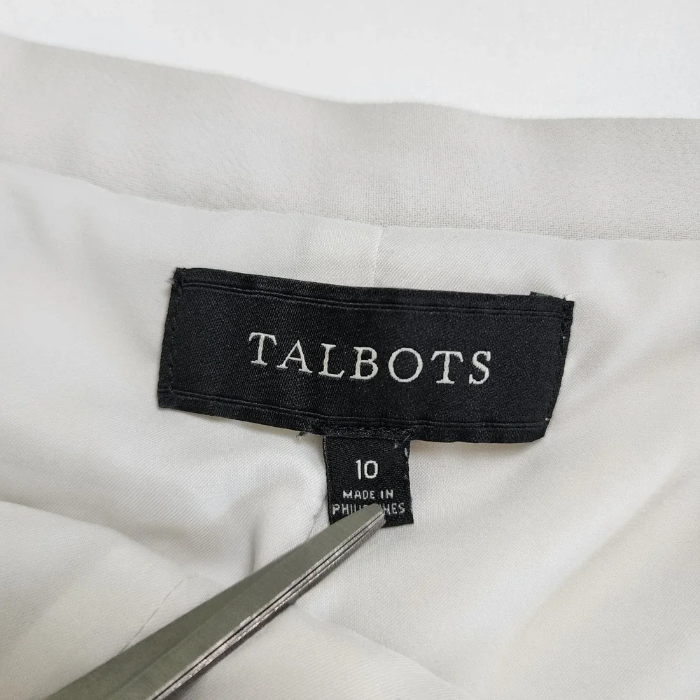 Talbots Womens Flounce Hem Skirt‎ Size 10 Ivory Cream Side Zip Lined Career Wear